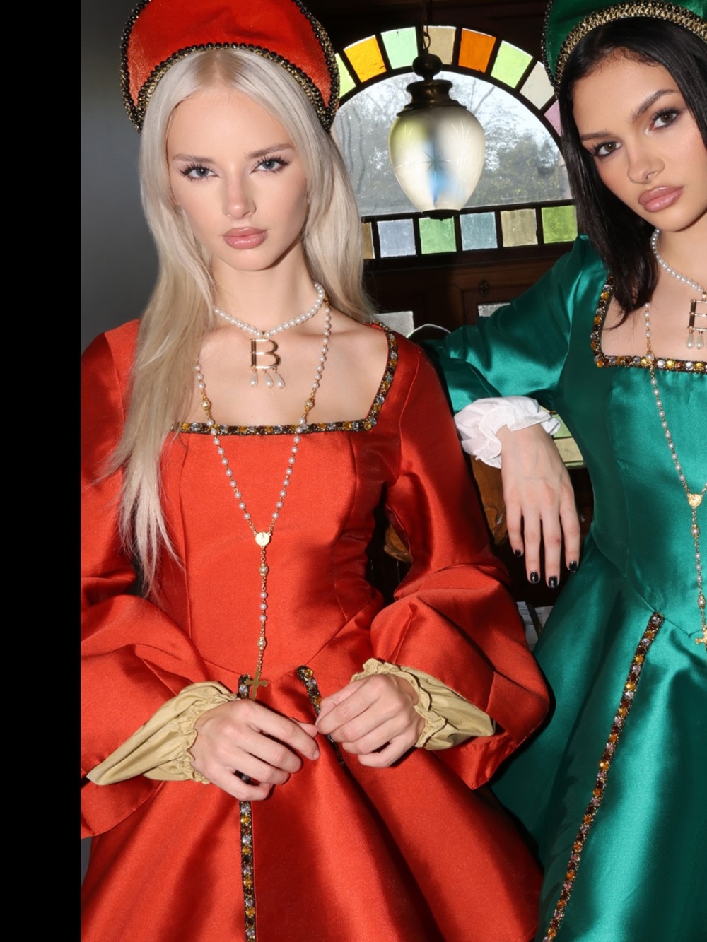 Dolls Kill Satin Mini Dress in Red with Gold Trim